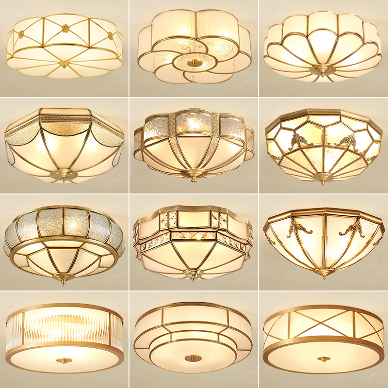 美式灯全铜卧室吸顶灯