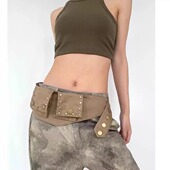 饰裤 口袋腰包铆钉宽腰带部落感装 带女 小众复古嬉皮风工装 2025新款