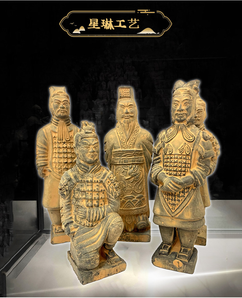 西安兵马俑旅游纪念品青石色单俑盒装兵马俑摆件送老外特色工艺品