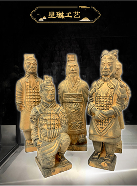 西安兵马俑旅游纪念品青石色单俑盒装兵马俑摆件送老外特色工艺品