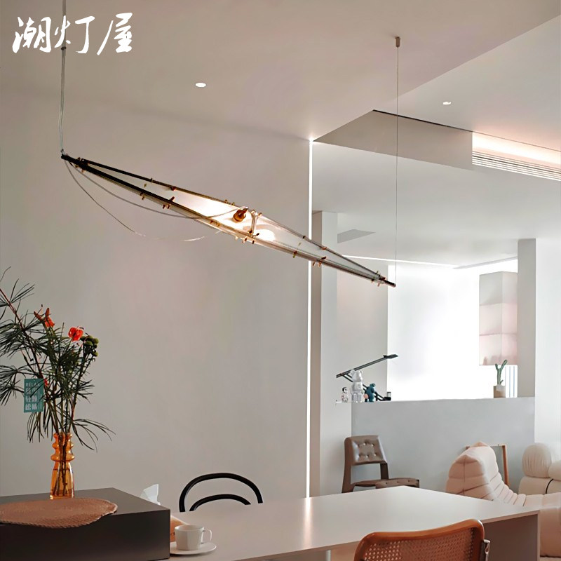 潮灯屋现代简约艺术餐厅吊灯loft设计师极简楼梯宴会厅不锈钢灯具