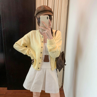 韩系多巴胺软糯羊绒毛衣针织开衫 洋气小香风上衣 外套女秋冬装 新款