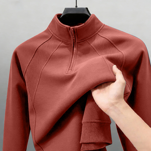 秋冬季半高领卫衣男拉链长袖T恤内搭薄款外穿秋冬款时尚打底衫潮