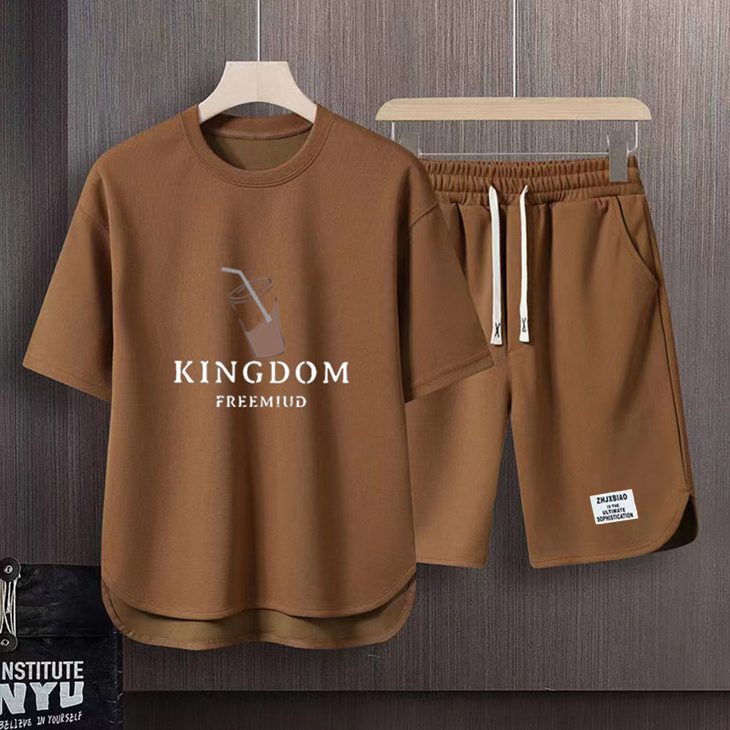 男士套装夏季休闲运动短袖短裤两件套薄款运动服帅气时尚速干一套