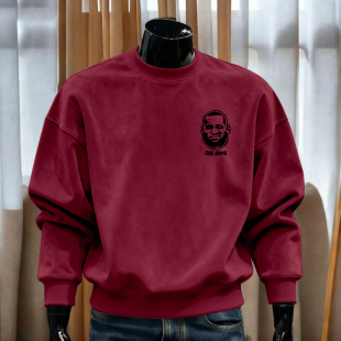 新款 套头打底衫 春秋款 潮流情侣款 宽松大码 复古麂皮绒圆领卫衣男士