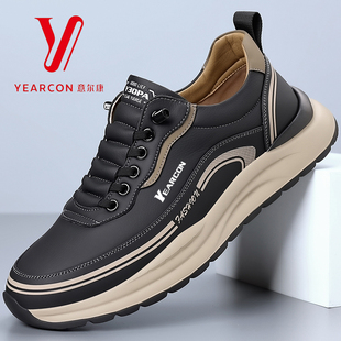意尔康男鞋2026真皮新款春季商务运动休闲皮鞋男透气软底轻底百搭