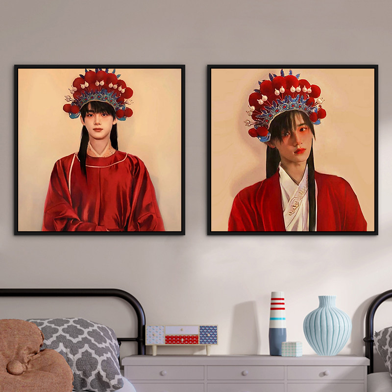 tnt时代少年团戏曲风中式diy数字油画手绘涂色创意丙烯艺术装饰画