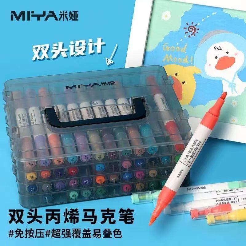米娅丙烯马克笔学生专用不透色可叠色软头彩笔画笔幼儿园丙烯笔图片