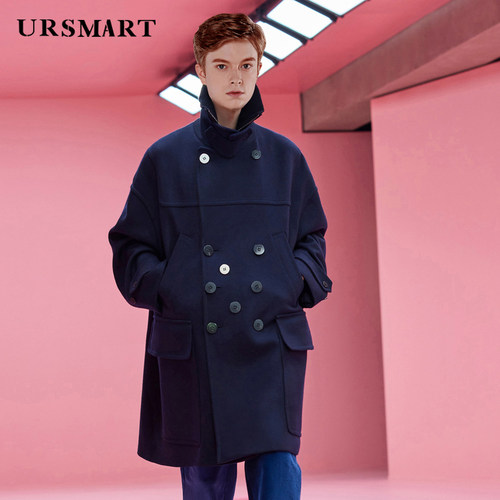 URSMART中长款毛呢秋冬款宽松