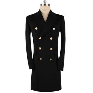 Ursmart/优杰仕2015新品保暖羊毛大衣双排扣修身男大衣外套