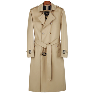 风衣男春秋超长款双排扣防风雨加厚羊毛内胆可拆卸卡其色正品外套