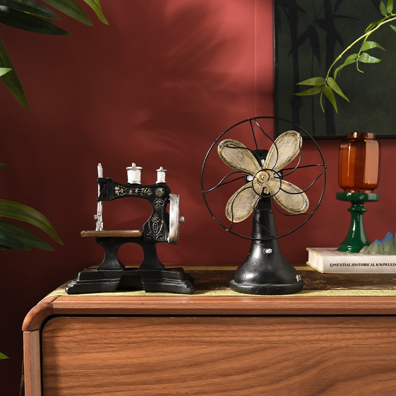 复古高级怀旧装饰品风扇摆件家居餐边店铺工艺品美式玄关电视柜