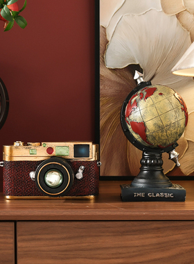 餐边柜子相机摆件怀旧客厅书架组合家居装饰品咖啡店书房高级复古