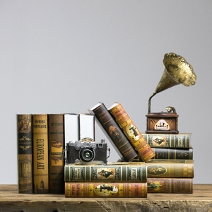 复古书柜仿真书酒柜咖啡馆假书美式 饰品书柜书架小摆件柜子道具 装