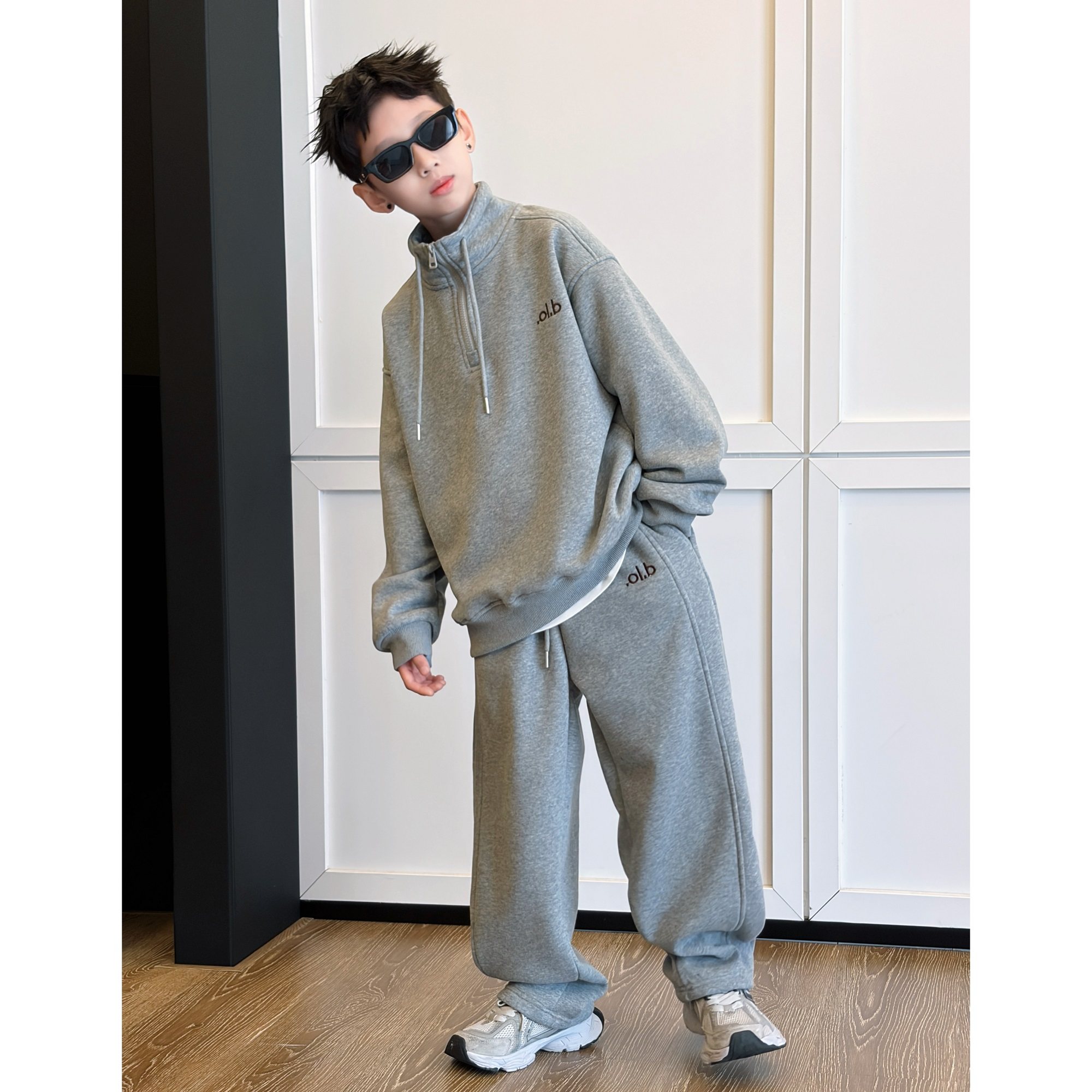 男童套装外套加绒保暖秋冬季2025新款儿童运动卫衣卫裤两件套加厚