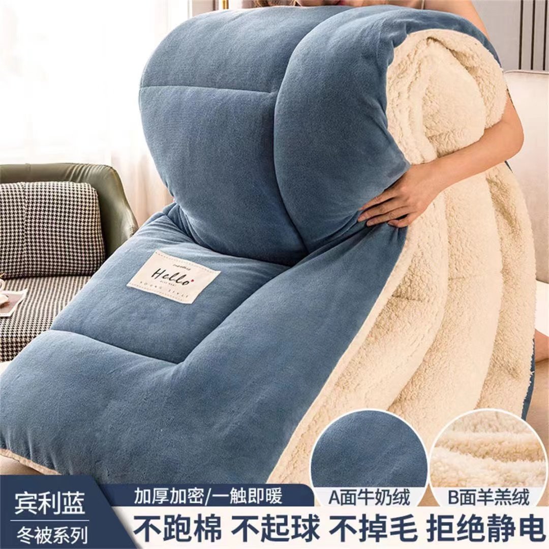 加厚10斤牛奶绒羊羔绒双面绒冬被子被芯春秋被冬天学生宿舍单人被,床上用品,化纤被,淘宝优惠券,粉丝福利购,淘宝优惠卷