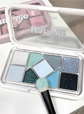 hold live小粉框九色眼影盘粉蓝色系低饱和度