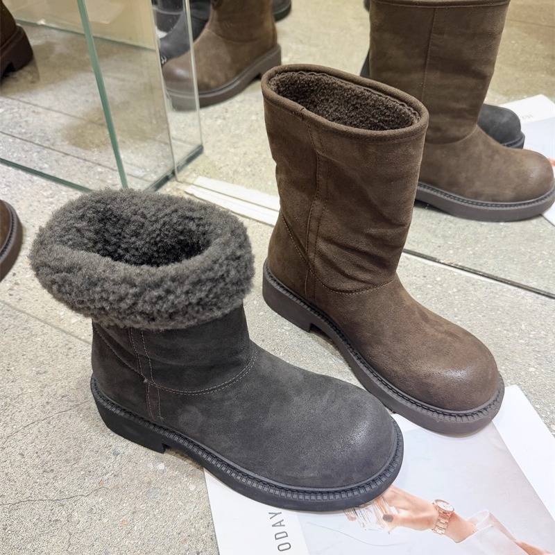 EOS冬季低跟保暖加绒短靴