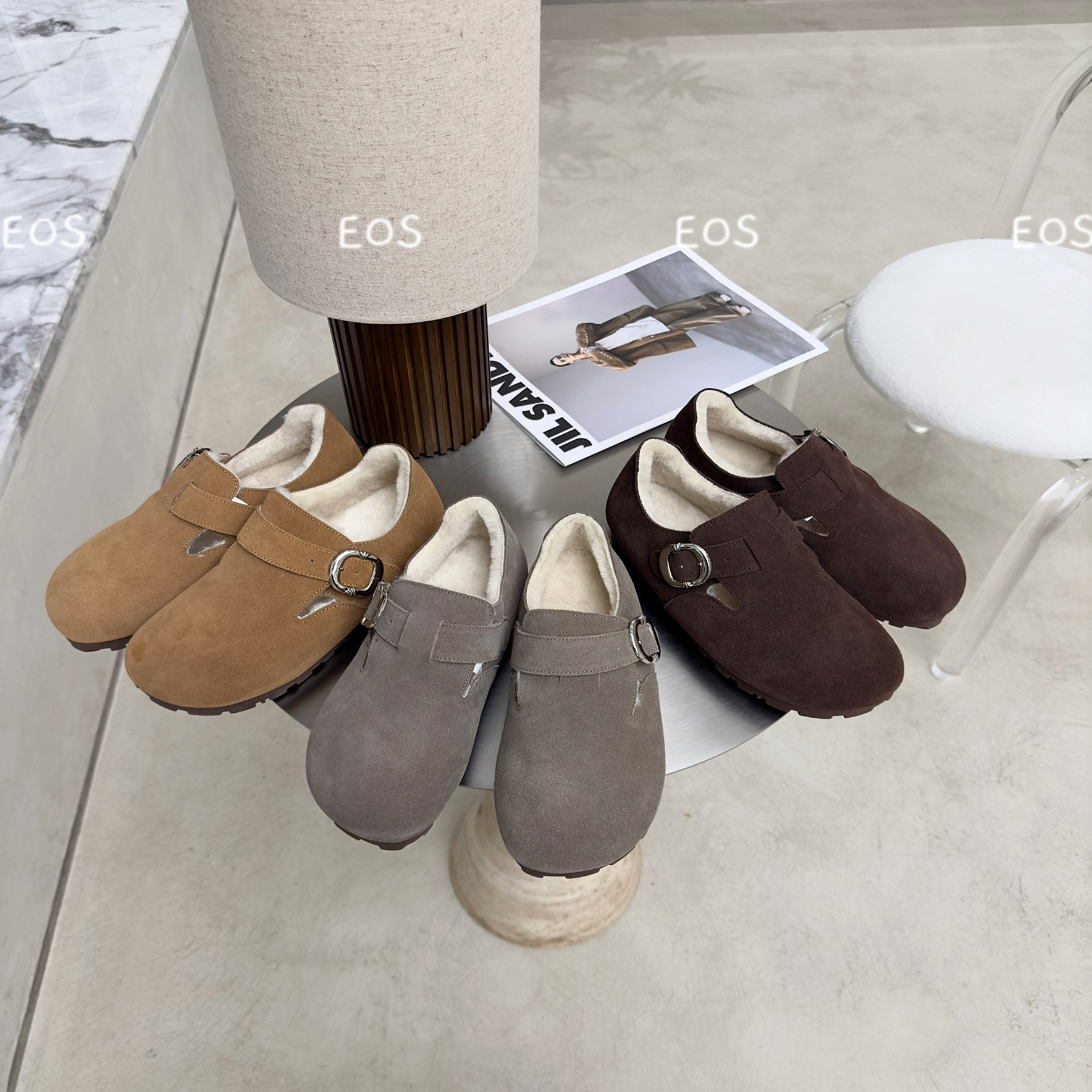 真皮加绒勃肯鞋女2025冬季新款