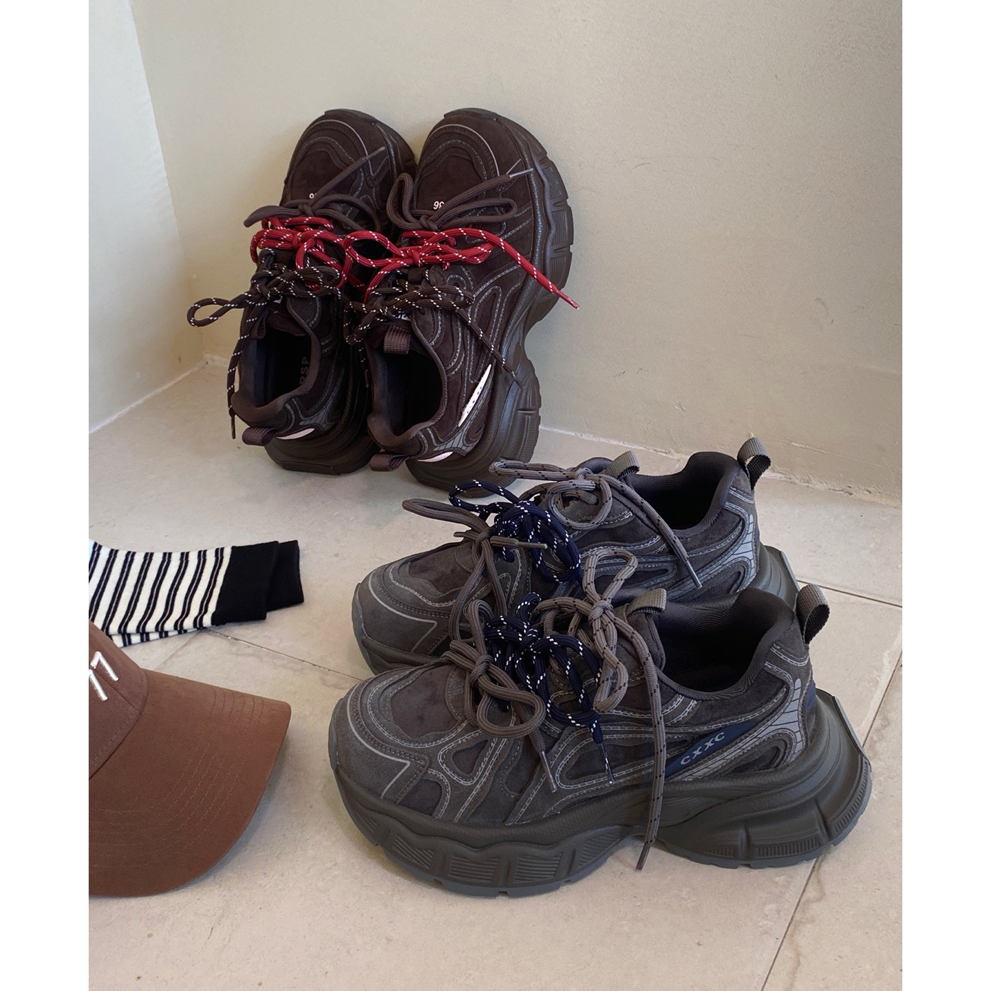 真皮老爹鞋女厚底2025春季新款