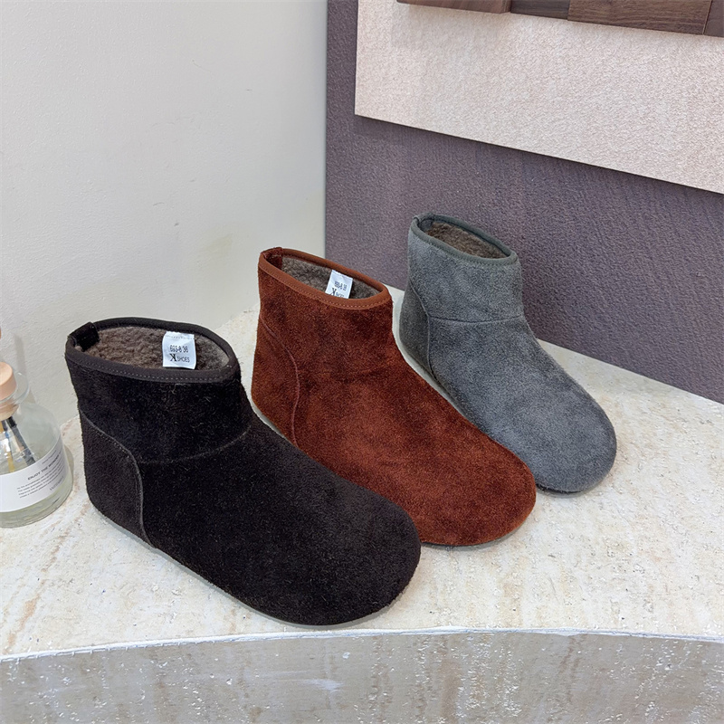 真皮雪地靴女冬加厚加绒软底厚底