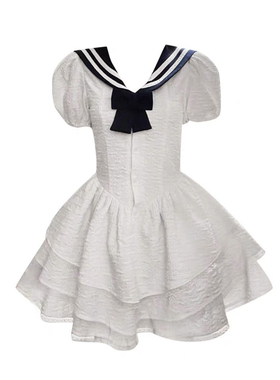 在逃公主海军领学院风小个子辣妹裙摆三层蕾丝花边纯欲甜美蓬蓬裙