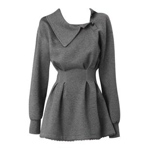 现货绯闻女孩辣妹斜肩长袖收腰卫衣裙设计感短裙秋冬连衣裙女裙子