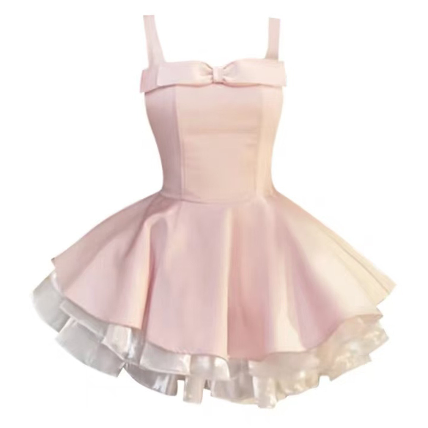 自制设计感千金风蝴蝶结吊带连衣裙蓬蓬公主裙甜美风生日小礼服