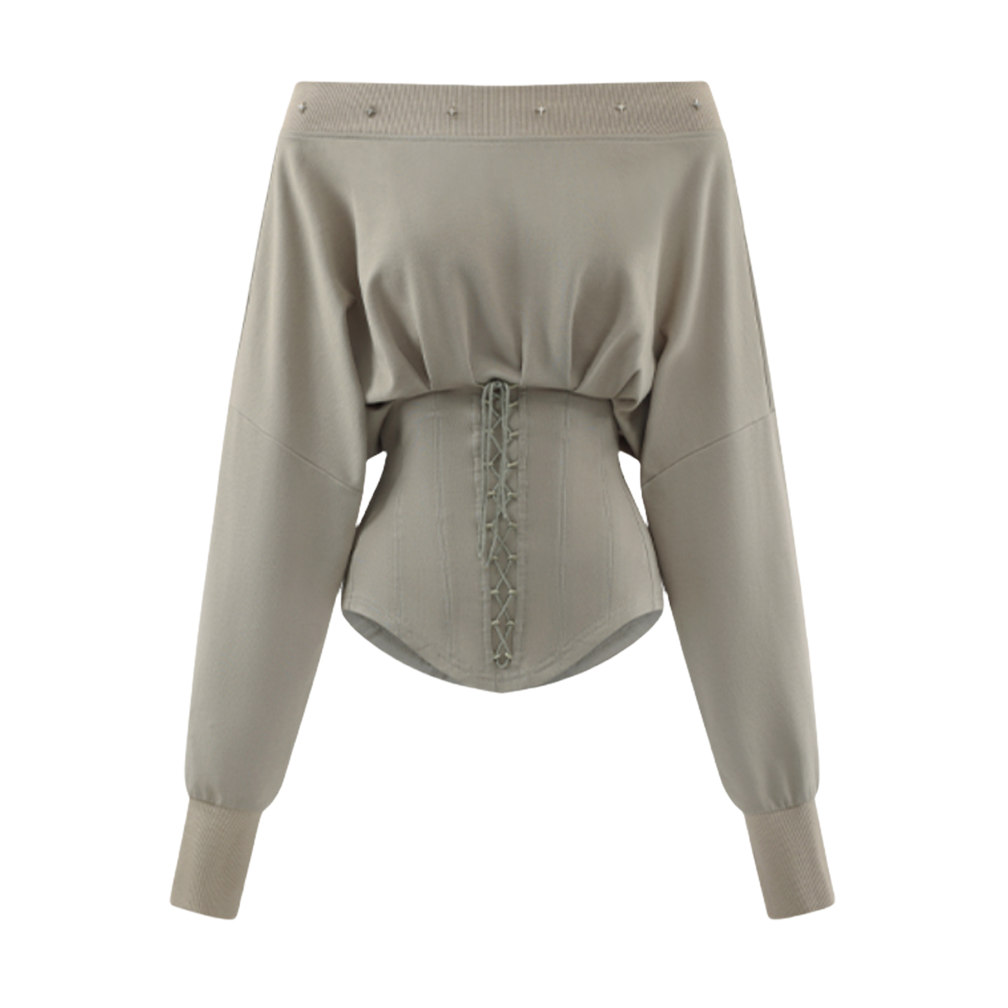 腰封一字肩绑带收腰卫衣