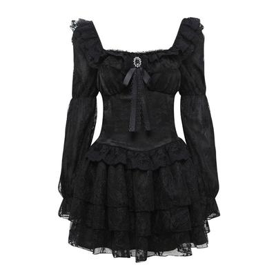 万圣契约暗黑系蕾丝雪纺裙