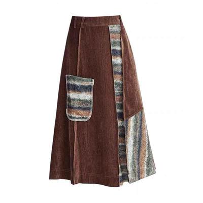 复古不规则拼接彩砂半身裙