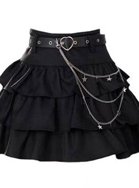 y2k甜辣黑色蛋糕蓬蓬裙半身裙女春夏2025新款高腰显瘦百搭A字短裙