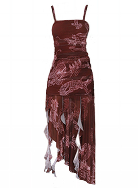 自制龙年战袍裙子年会穿搭礼服新中式女装红色连衣裙演唱会打歌服