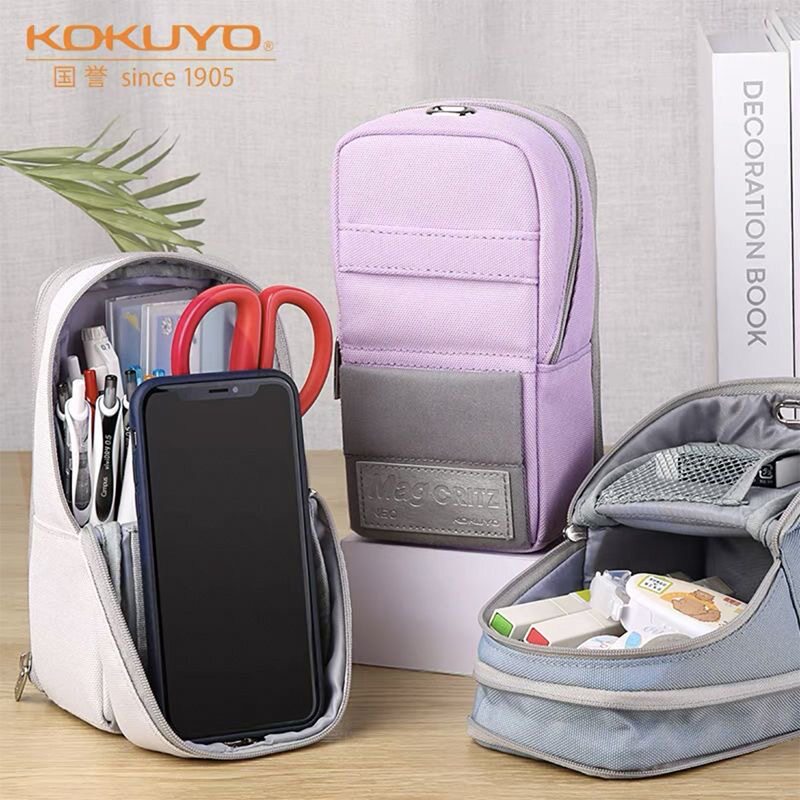 日本Kokuyo国誉手机站立式涤纶笔袋大容量大开口小学生文具用品