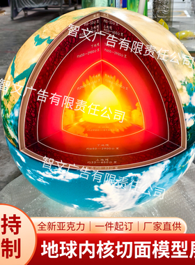 亚克力发光地球灯箱内核切面地理演示教具火星行星模型图案定制