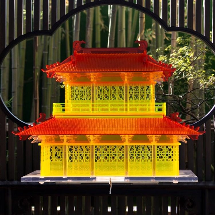 中国风古建筑透明亚克力房子阁楼艺术高级仿真雕塑软装饰模型摆件