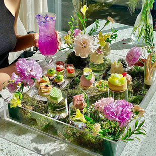 意境菜餐盘冷餐展示架亚克力阶梯蛋糕甜品台下午茶点心架茶歇摆台