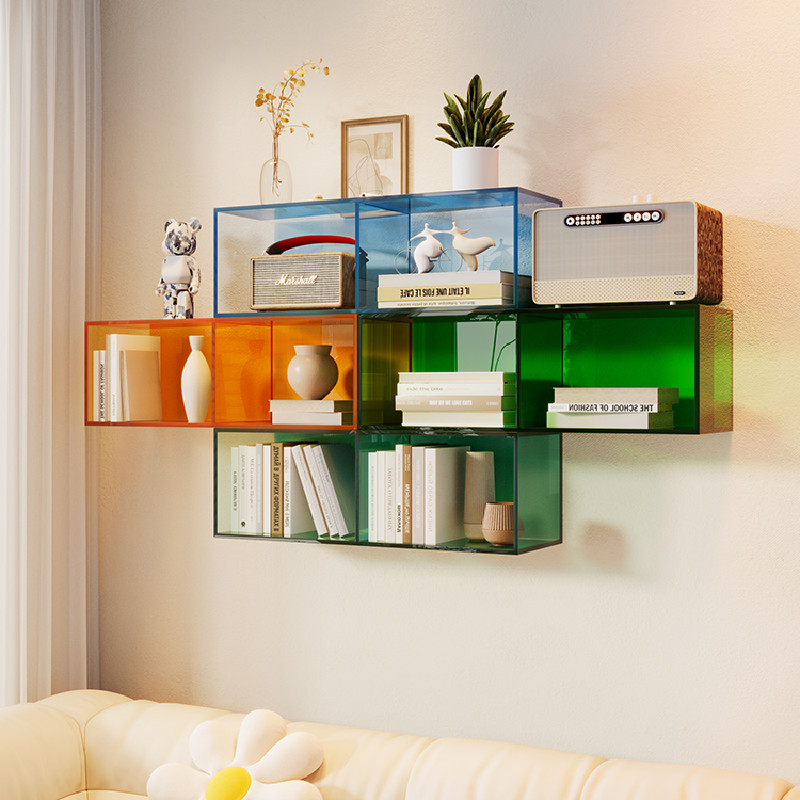 亚克力彩色自由造型壁挂书架