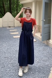 夏日绝美俏皮小套装女2025年新款韩版薄款牛仔吊带裙短袖T恤套装，女装连衣裙，Yologo