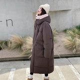 美拉德高级感咖色长款连帽鹅绒服女冬2024新款超好看羽绒服厚外套，女装羽绒服，Yologo