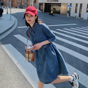 复古高级感牛仔裙连衣裙女2023春夏新款韩版学院风时尚减龄衬衫裙