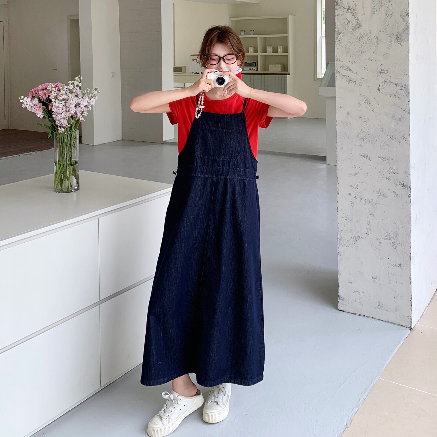 夏日绝美俏皮小套装女2025年新款韩版薄款牛仔吊带裙短袖T恤套装,女装连衣裙,Yologo