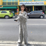 高级感灰色小香风套装女2025春季新款甜酷风西装外套阔腿裤两件套，女装套装/套裙，Yologo