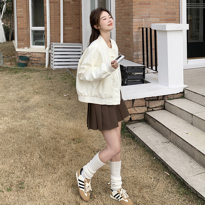 肌理感国风棒球服外套女春秋2025新款白色新中式夹克温柔风奶乎乎,女装,Yologo