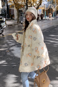 大货 卡通印花收腰系带中长款棉服 262A-W105-P155-K228图片