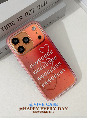 VIVECASE  ins风简约粉色英文爱心二合一适用苹果17手机壳iphone16pro保护套15个性14promax防摔16硬壳
