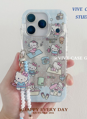 VIVECASE ins风少女粉系卡通可爱运动猫咪适用苹果17手机壳iphone16pro全包保护套15pro新款14个性硬壳