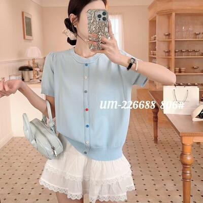 MUTANGLI冰丝针织衫女圆领薄款