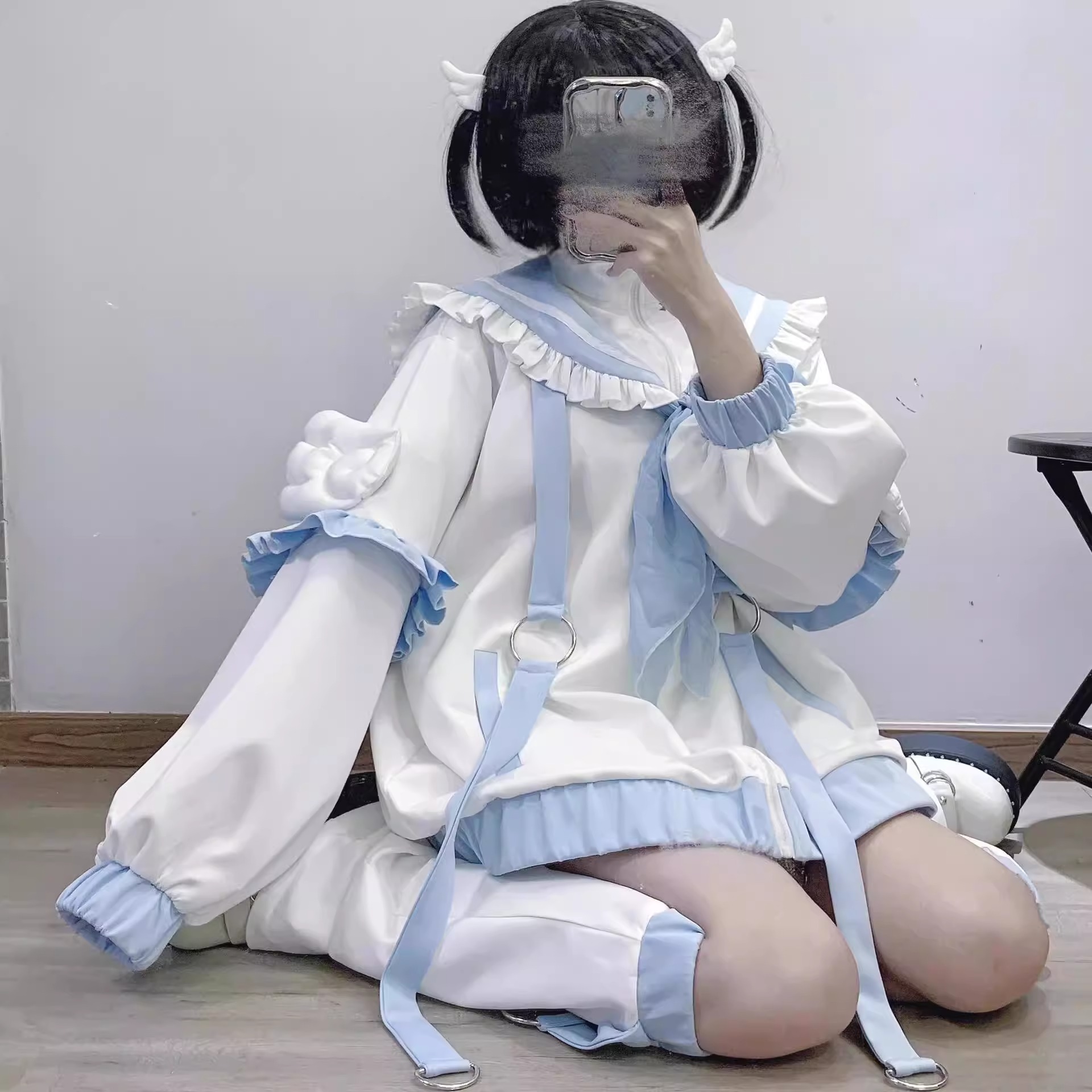 二次元撞色运动服开海军领外套女日系亚文化翅膀可爱开衫