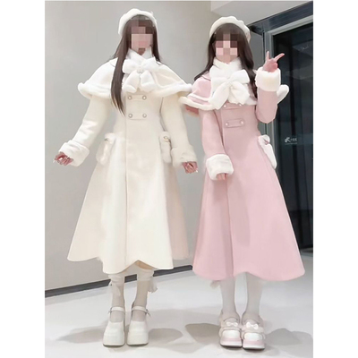 冬装法式甜美千金大衣斗篷披肩气质中长款外套lolita裙洛丽塔洋装